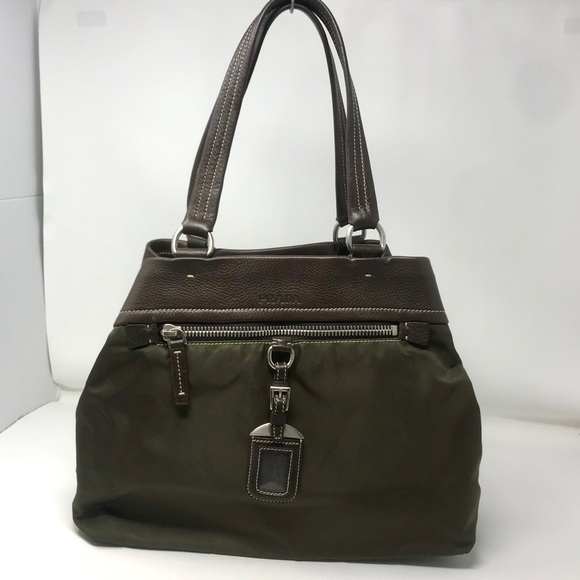 Prada Green Nylon & Brown Leather Twin Handle Bag - Picture 1 of 12